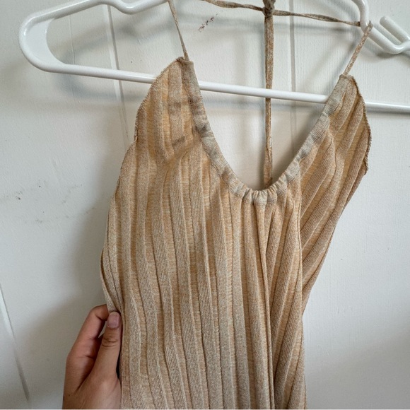 Paloma Wool Jenny Knit Beige Maxi Dress Small Ribbed - Picture 6 of 9